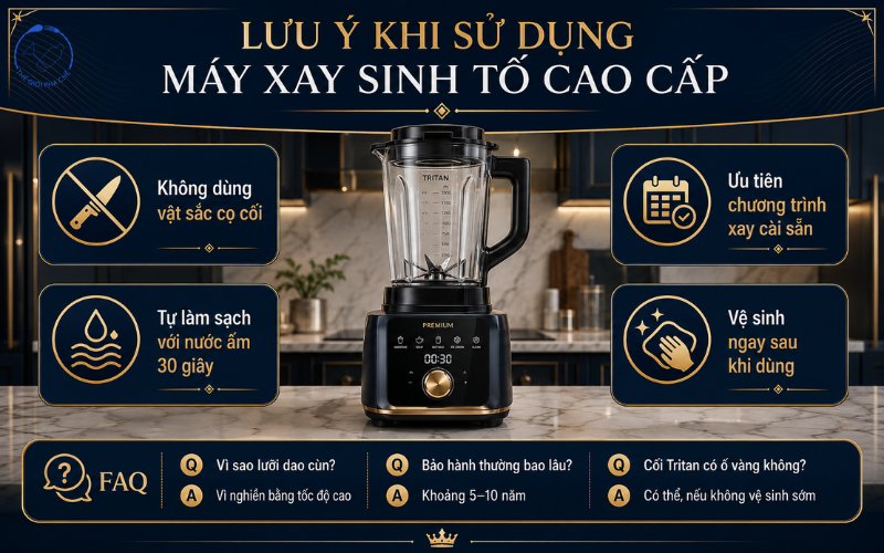 Lưu &yacute; khi sử dụng m&aacute;y xay sinh tố cao cấp