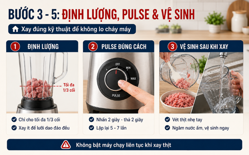 Xay thịt bằng m&aacute;y xay sinh tố