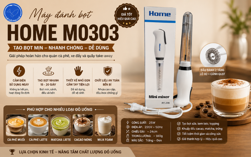 M&aacute;y đ&aacute;nh bọt Home M0303