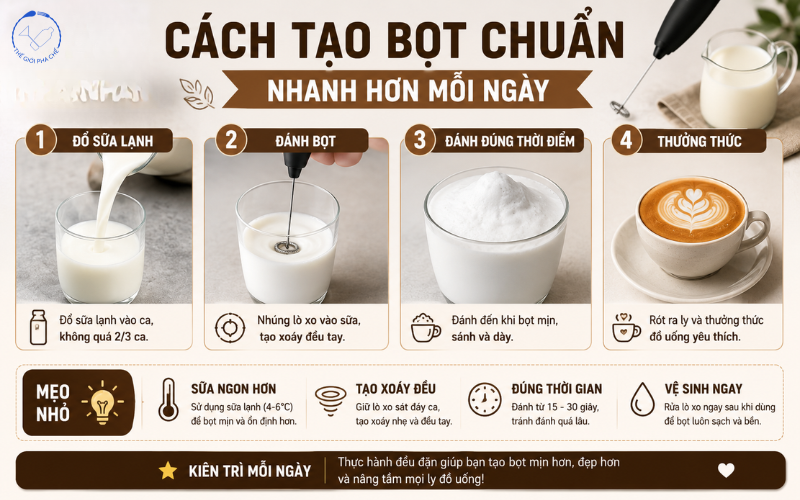 cách tạo bọt chuẩn