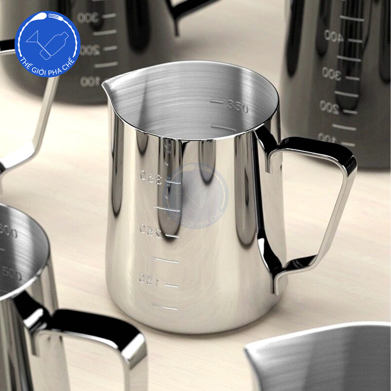 Ca đánh sữa inox có vạch đong (trong +ngoài) - 8