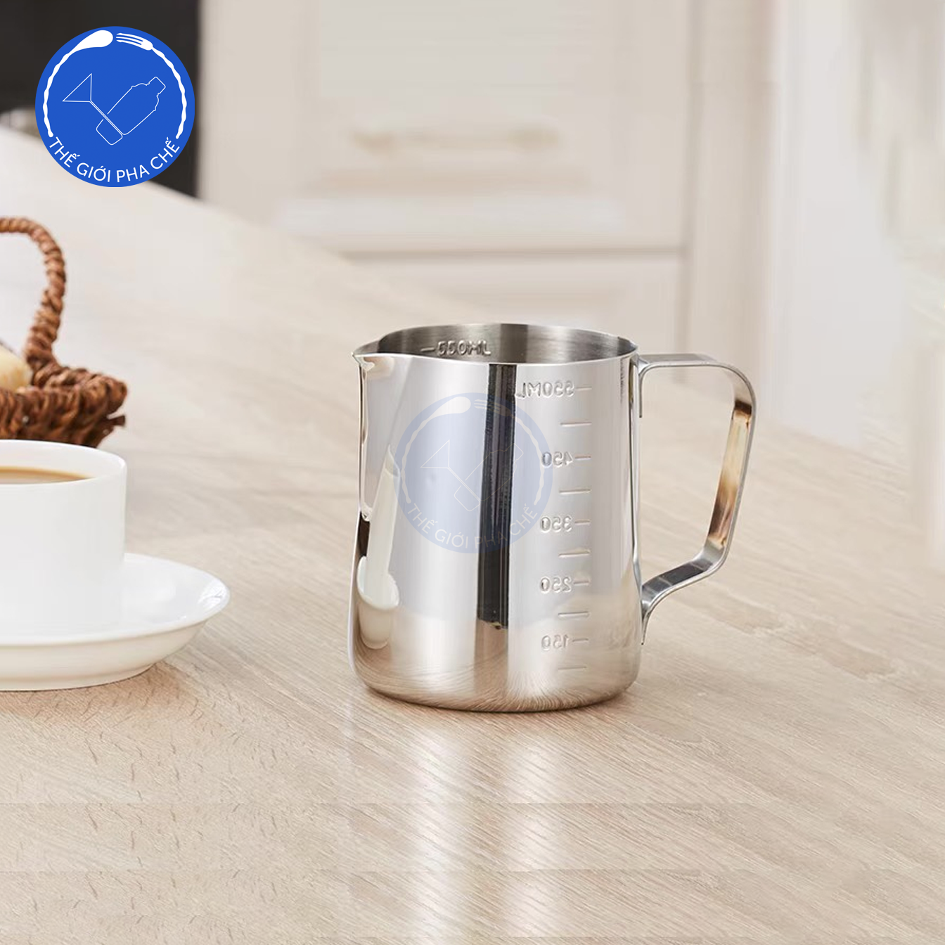 Ca đánh sữa inox có vạch đong (trong +ngoài) - 5