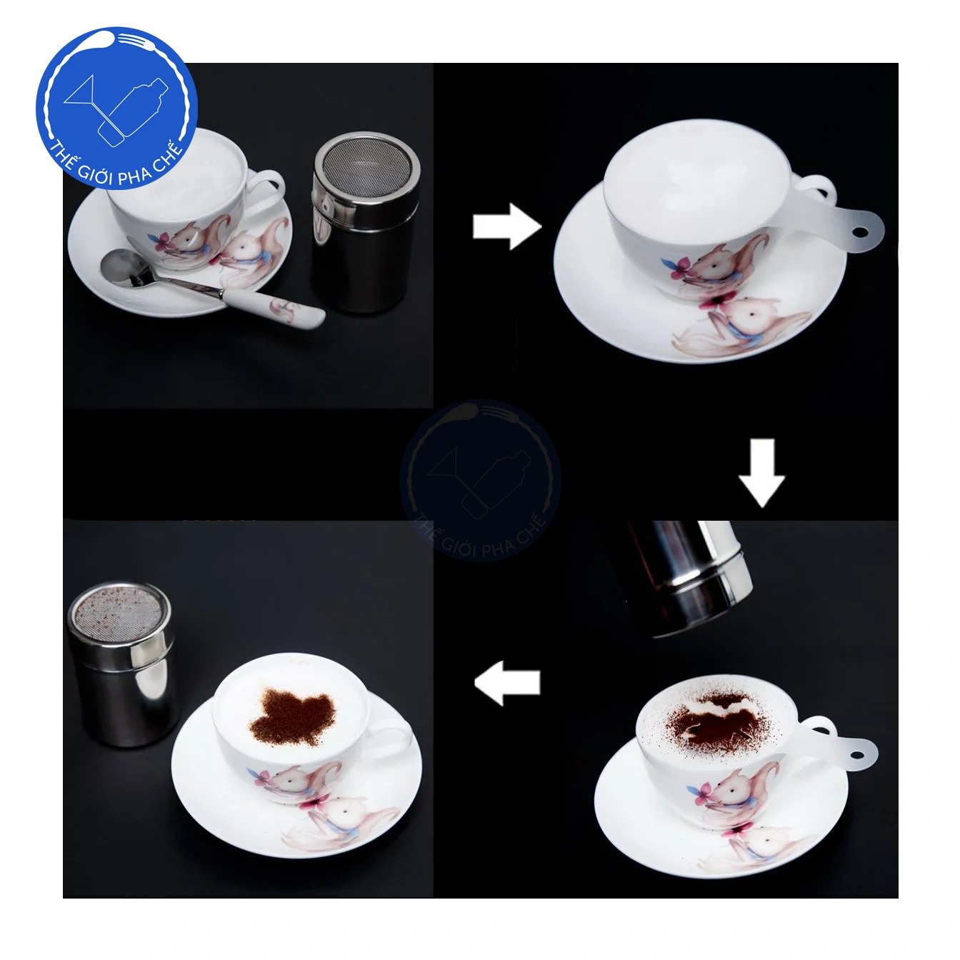 Bộ khuôn vẽ Cappuccino Latte Art Stencils 16 miếng