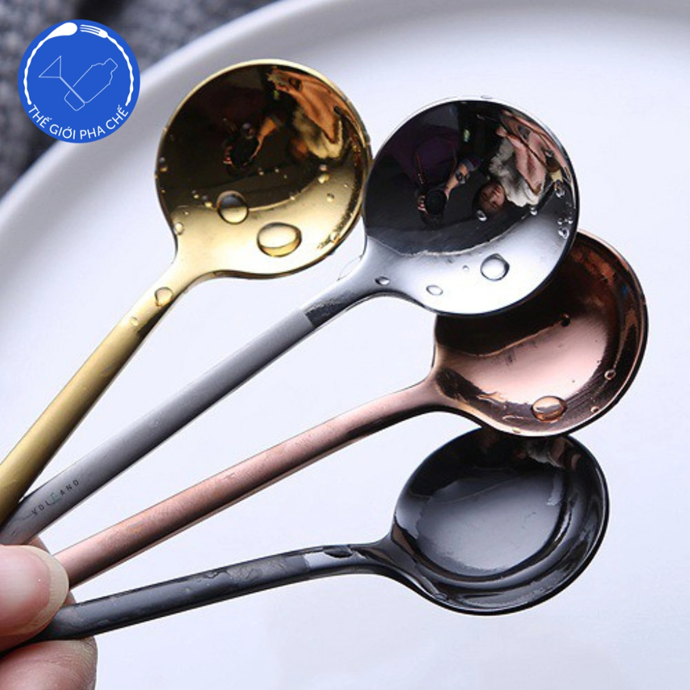 Thìa inox tròn ngắn màu (10c)