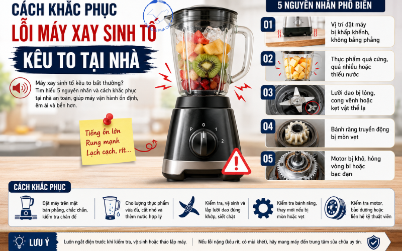 Cách khắc phục lỗi máy xay sinh tố kêu to tại nhà 