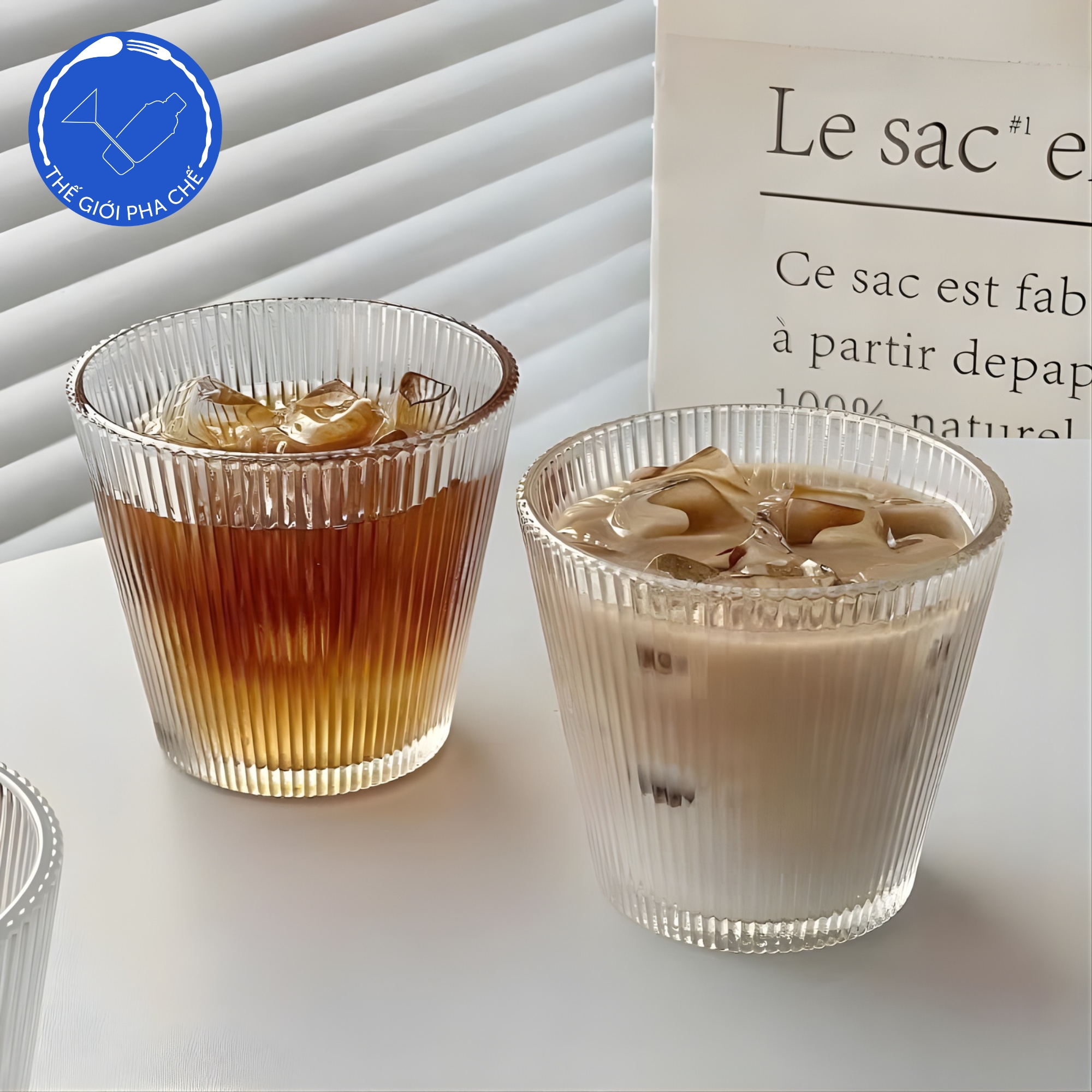 Cốc thủy tinh kẻ sọc 8597J (bộ 6c) 330ml - 2