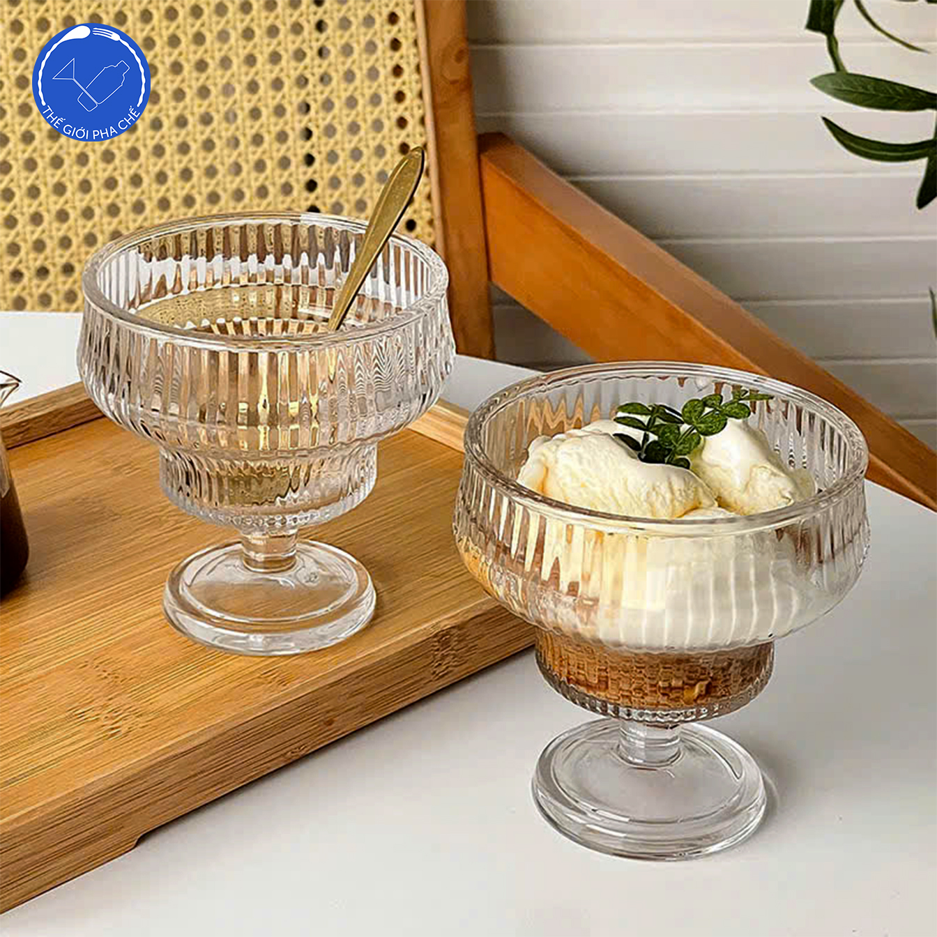 Ly kem sọc hai tầng 300ml F223 - 5