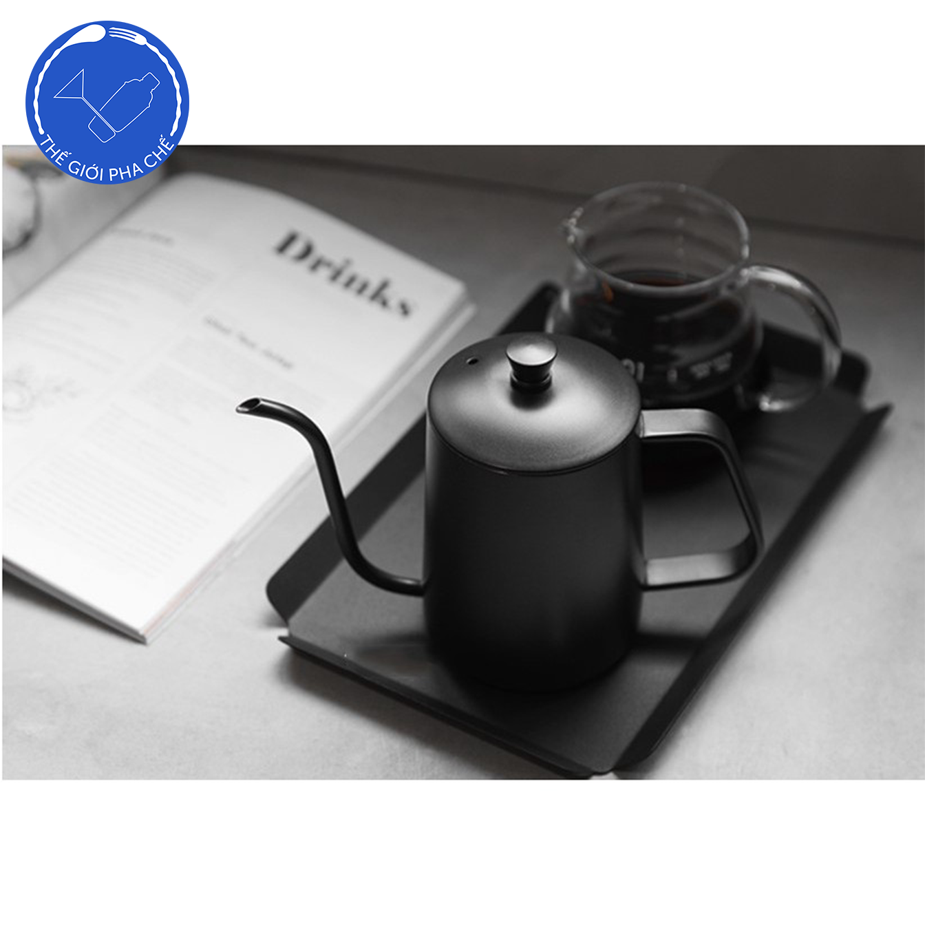 Bình rót café pour over đen 600ml - 2