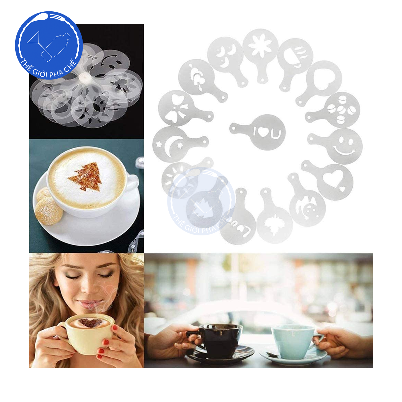 Bộ khuôn vẽ Cappuccino Latte Art Stencils 16 miếng - 7