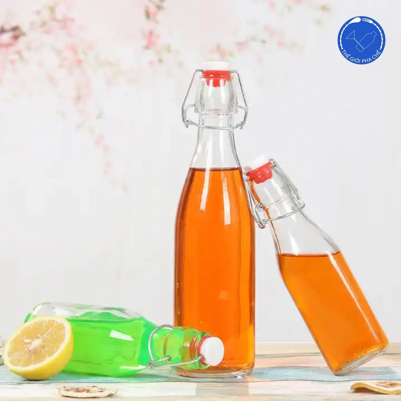 Chai thuỷ tinh nắp cài/ Chai kẹp tròn 500ml, 1000ml