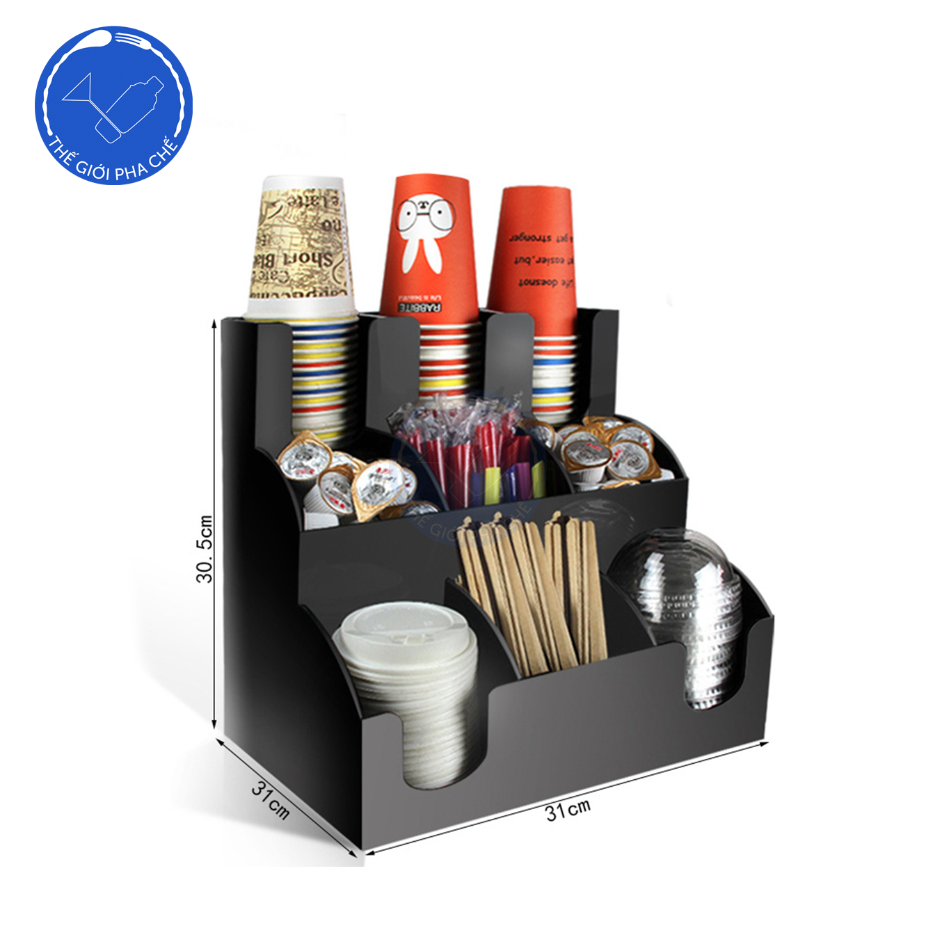 Giá để cốc mica dày 3 tầng