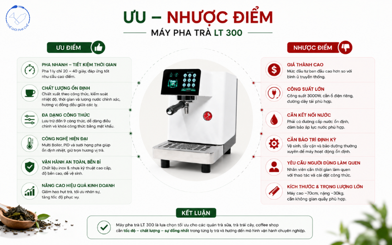 Ưu và nhược điểm máy pha trà LT 300