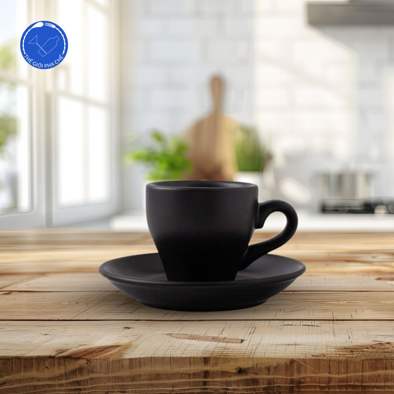 Tách sứ espresso đen lì 