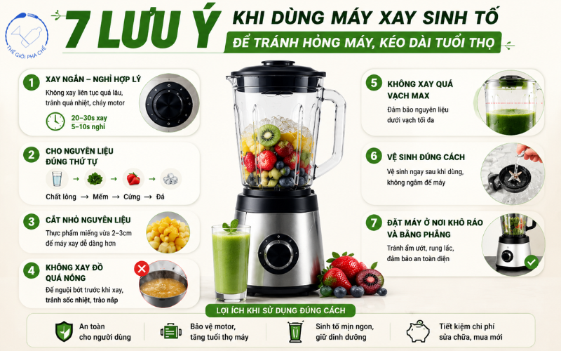  7 Lưu ý khi dùng máy xay sinh tố để tránh hỏng máy