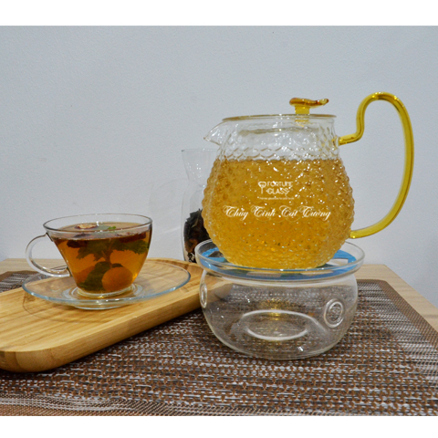 Set ấm rót màu lục giác kèm bếp và tách 98396 - SET30