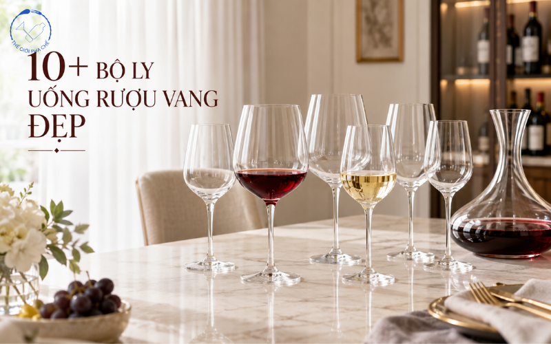 10+ Bộ ly uống rượu vang đẹp, sang trọng