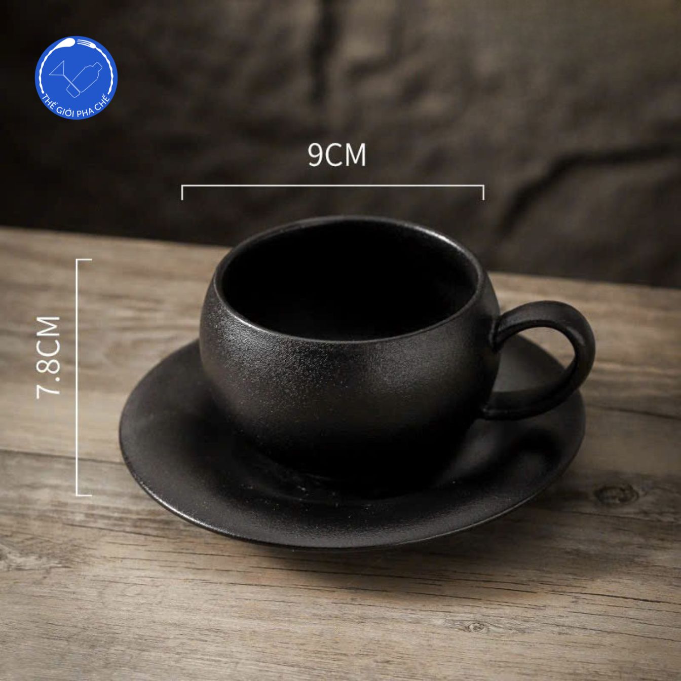 Tách sứ bầu tròn đen