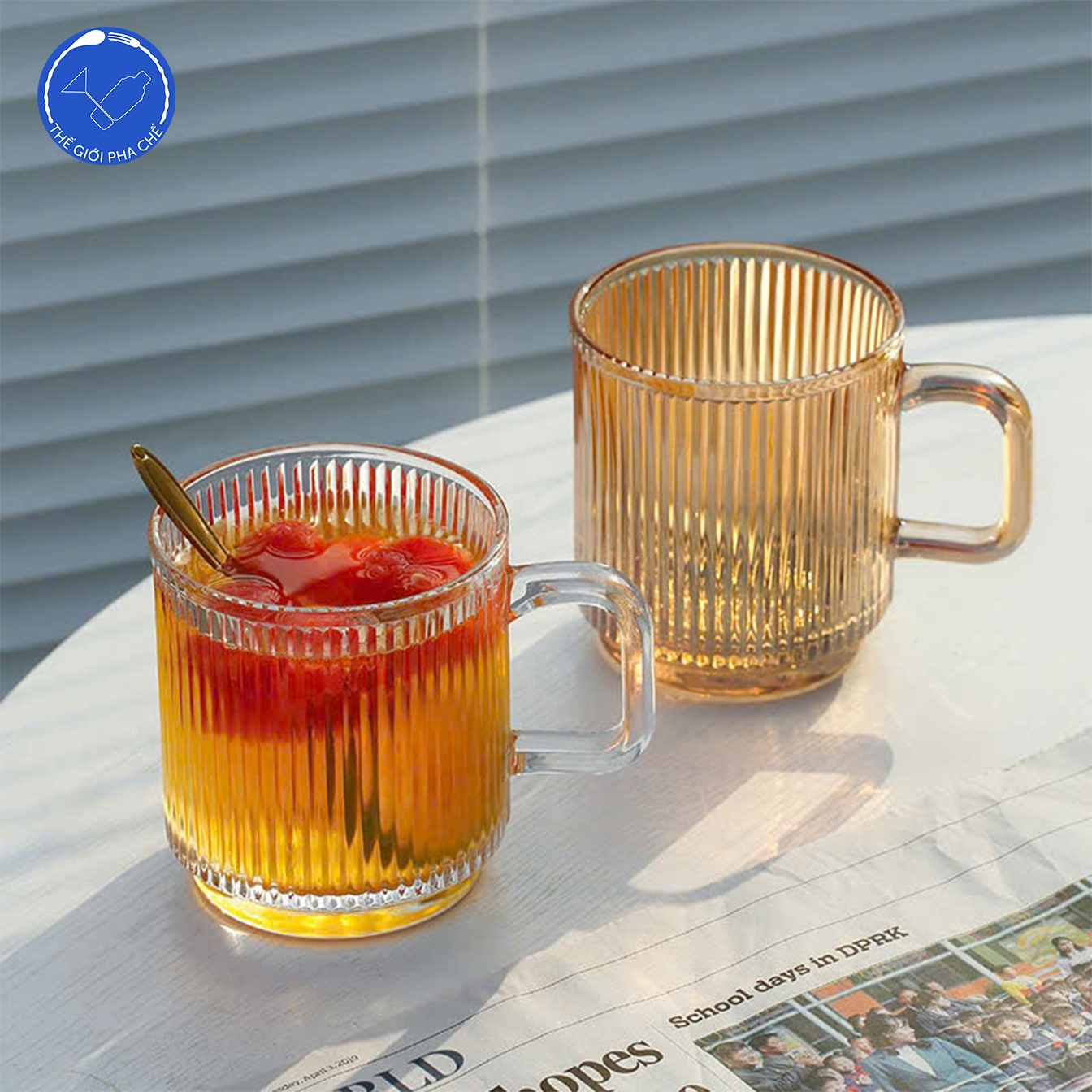 Cốc thủy tinh quai kẻ (Bộ 6c) 330ml - JB340B - 5