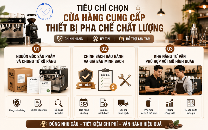 Tiêu chí lựa chọn cửa hàng cung cấp thiết bị pha chế
