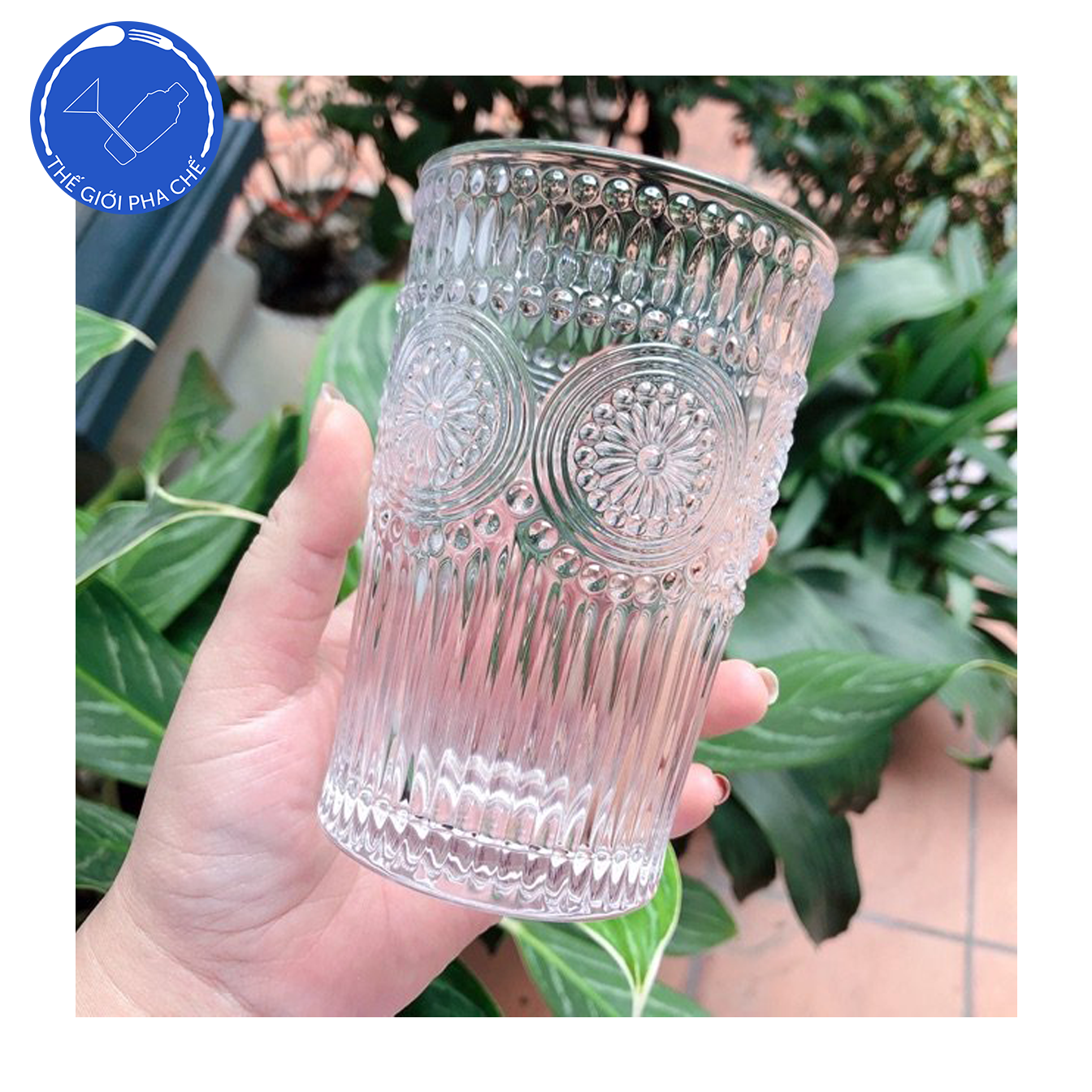 Cốc thủy tinh họa tiết trống đồng ( bộ 6 cái)380ml -12582 - 3