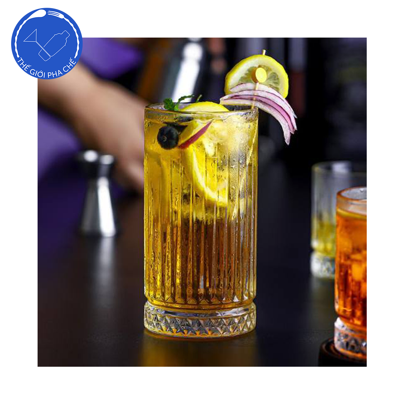 Cốc thủy tinh sọc đáy kim cương (bộ 6c) 450ml - 2