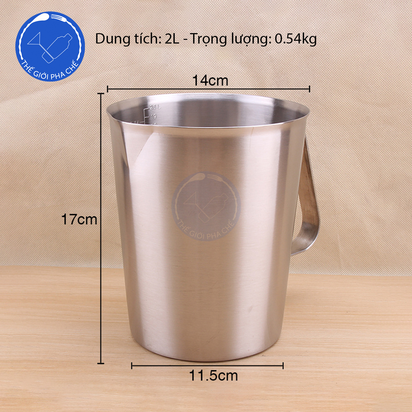 Ca đánh sữa inox có vạch đong (bên trong) - 9