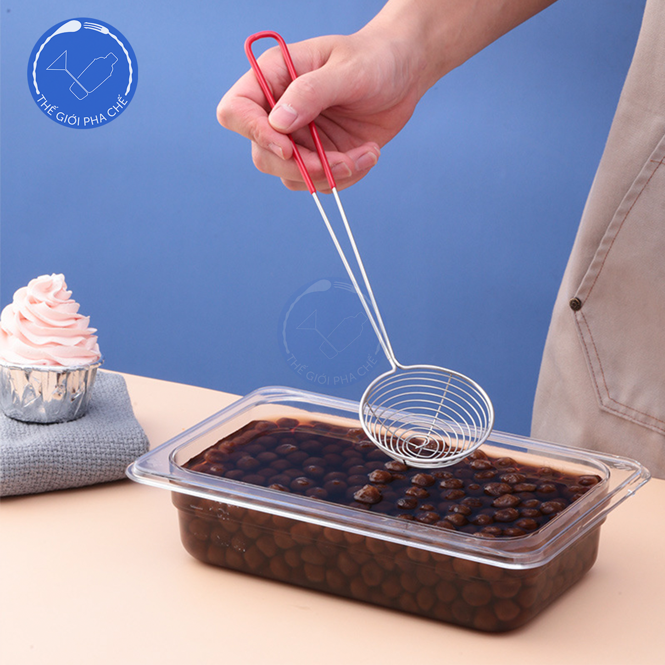 Vợt múc trân châu cán đỏ - 5