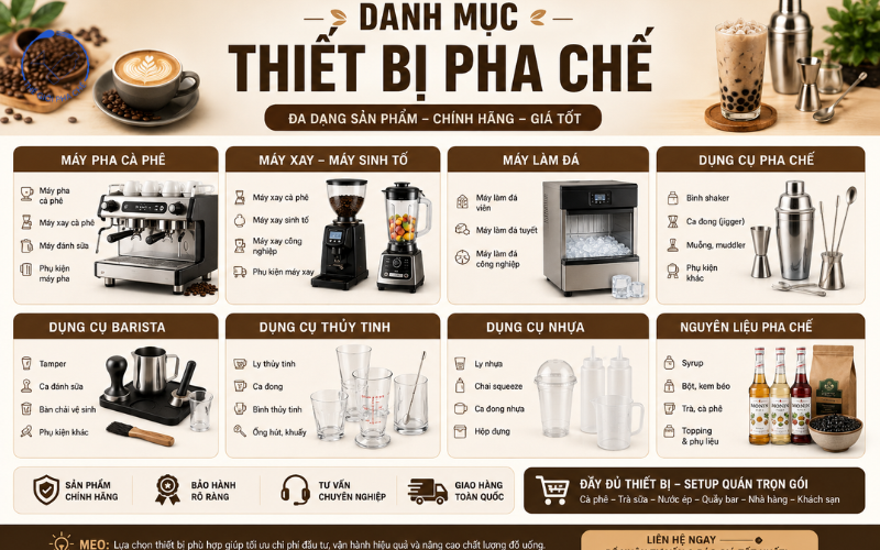 Danh mục thiết bị pha chế