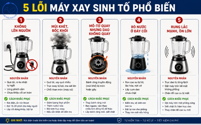 Hướng dẫn sửa lỗi máy xay sinh tố phổ biến
