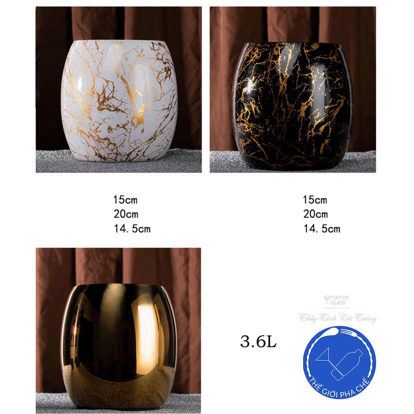 Xô đá dáng tròn vàng (5000ml) - 2