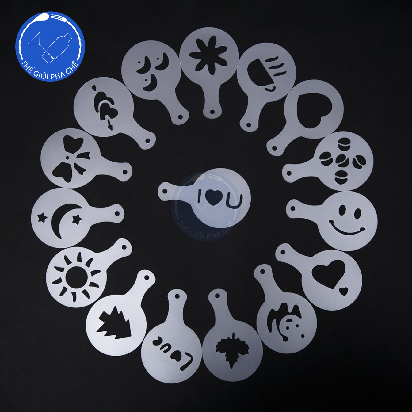 Bộ khuôn vẽ Cappuccino Latte Art Stencils 16 miếng - 3