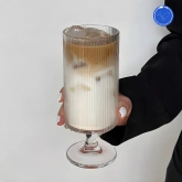 Ly thủy tinh kẻ sọc có chân 310ml