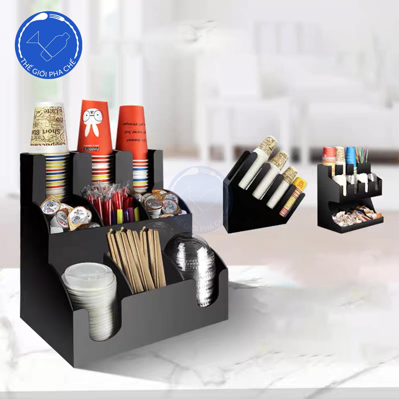 Giá để cốc mica dày 3 tầng - 2