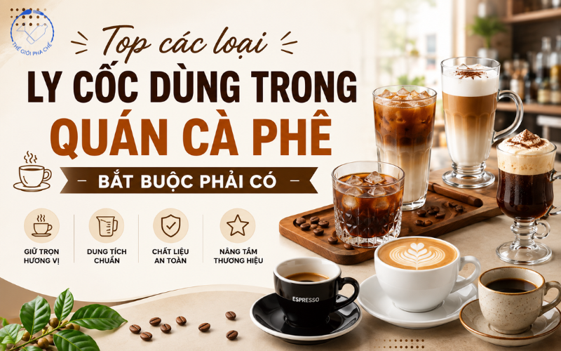 Các loại ly cốc dùng trong quán cà phê nên có