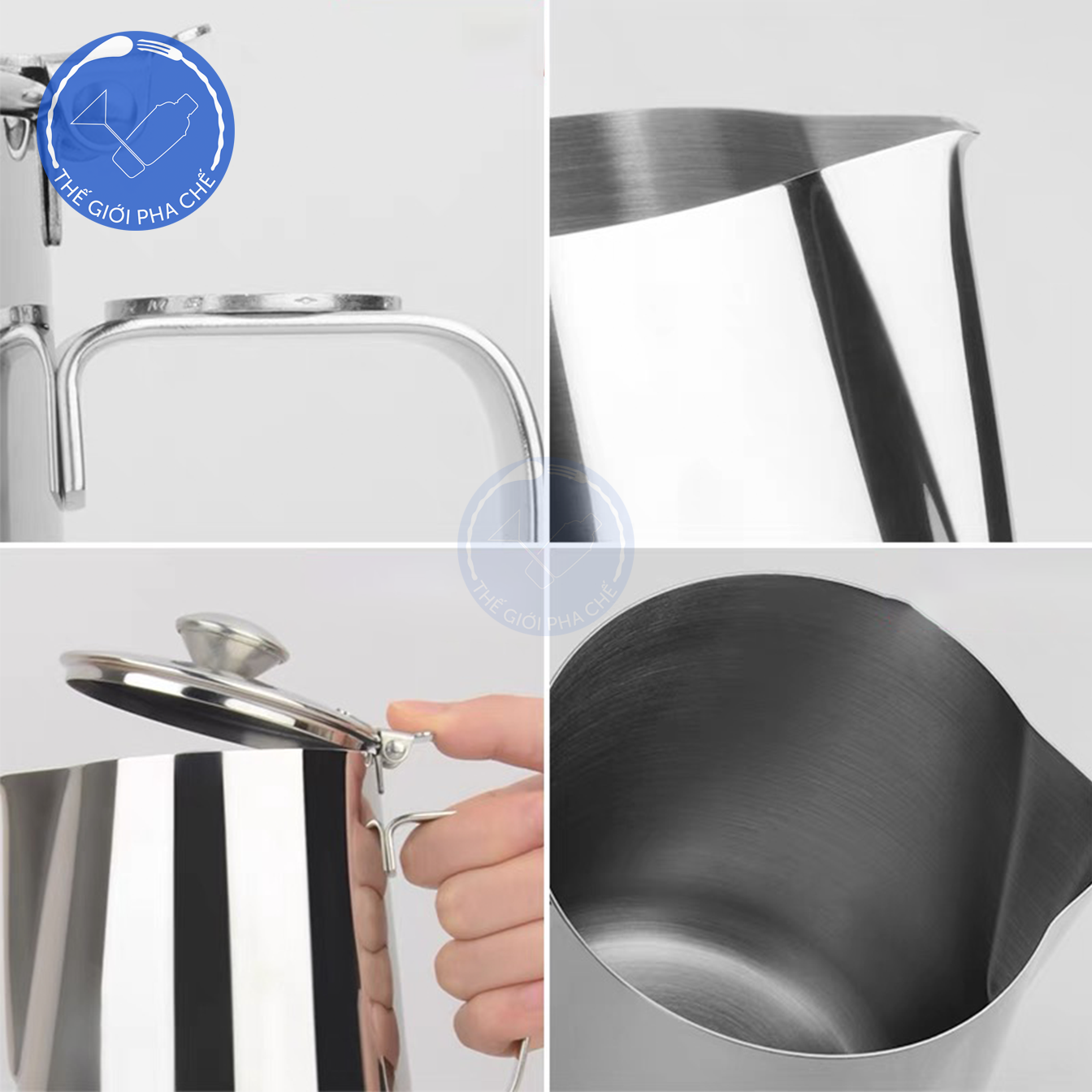 Ca đánh sữa inox có nắp - 5