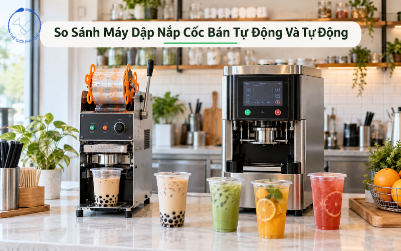 So sánh máy dập nắp cốc bán tự động và tự động chi tiết nhất