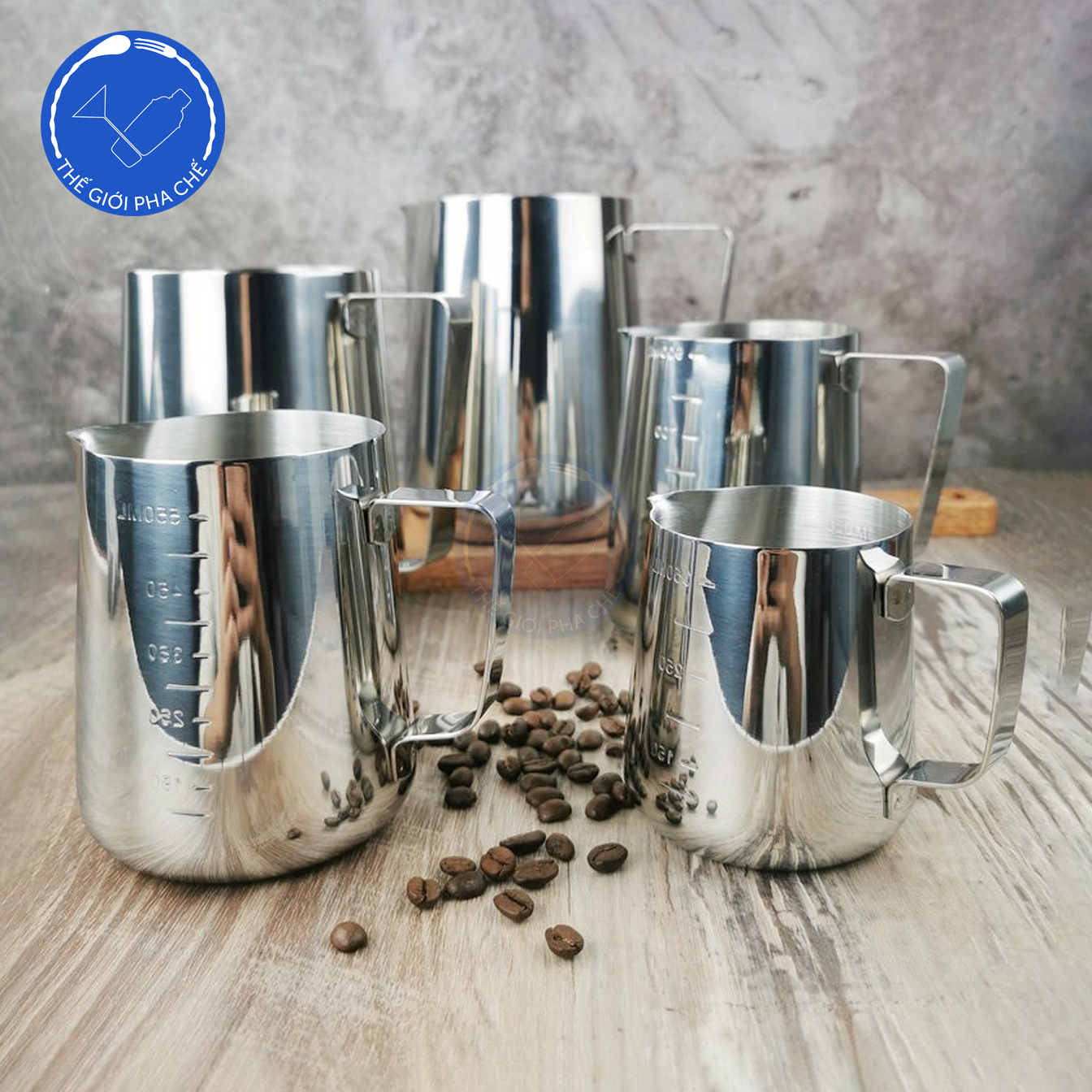 Ca đánh sữa inox có vạch đong (trong +ngoài) - 6
