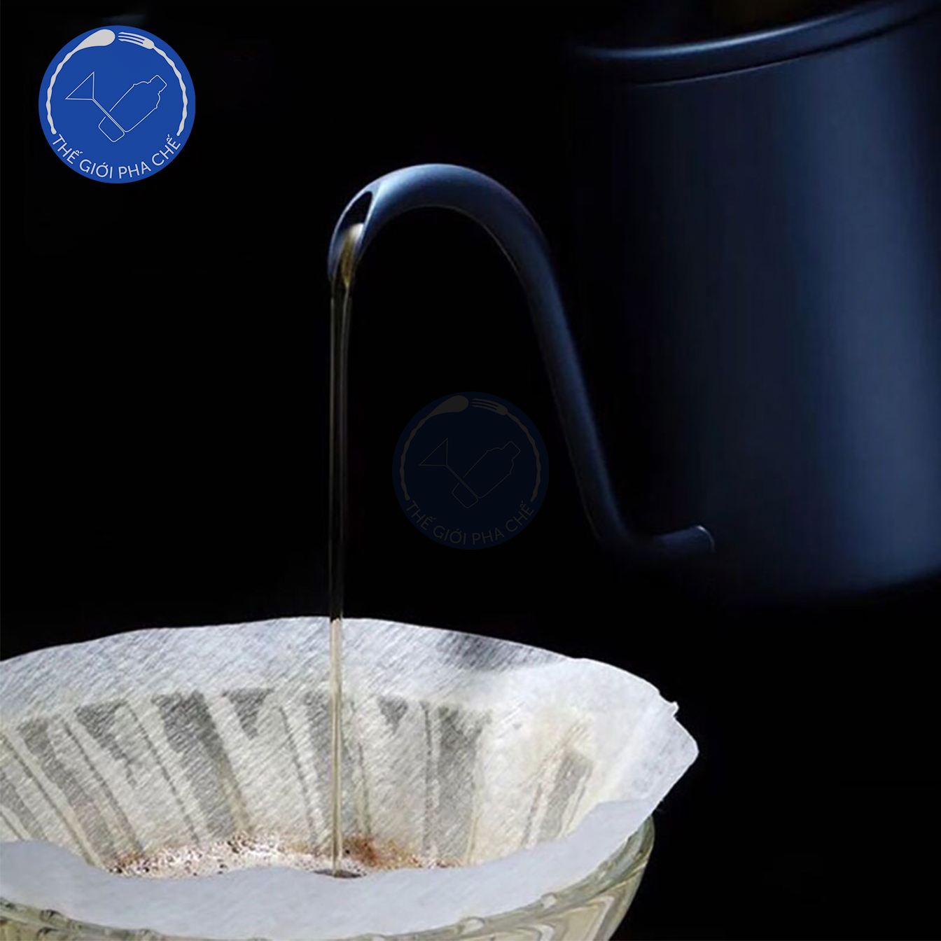 Bình rót café Pour Over xanh đen tay gỗ 600ml - 6