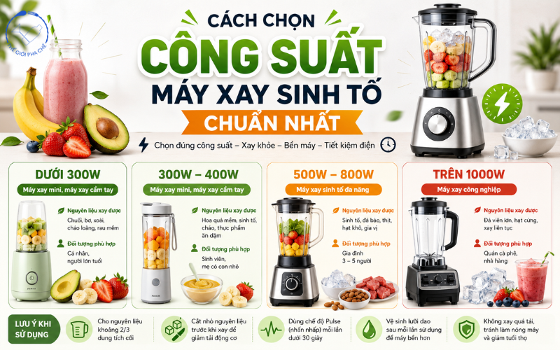 Cách chọn công suất máy xay sinh tố chuẩn nhất