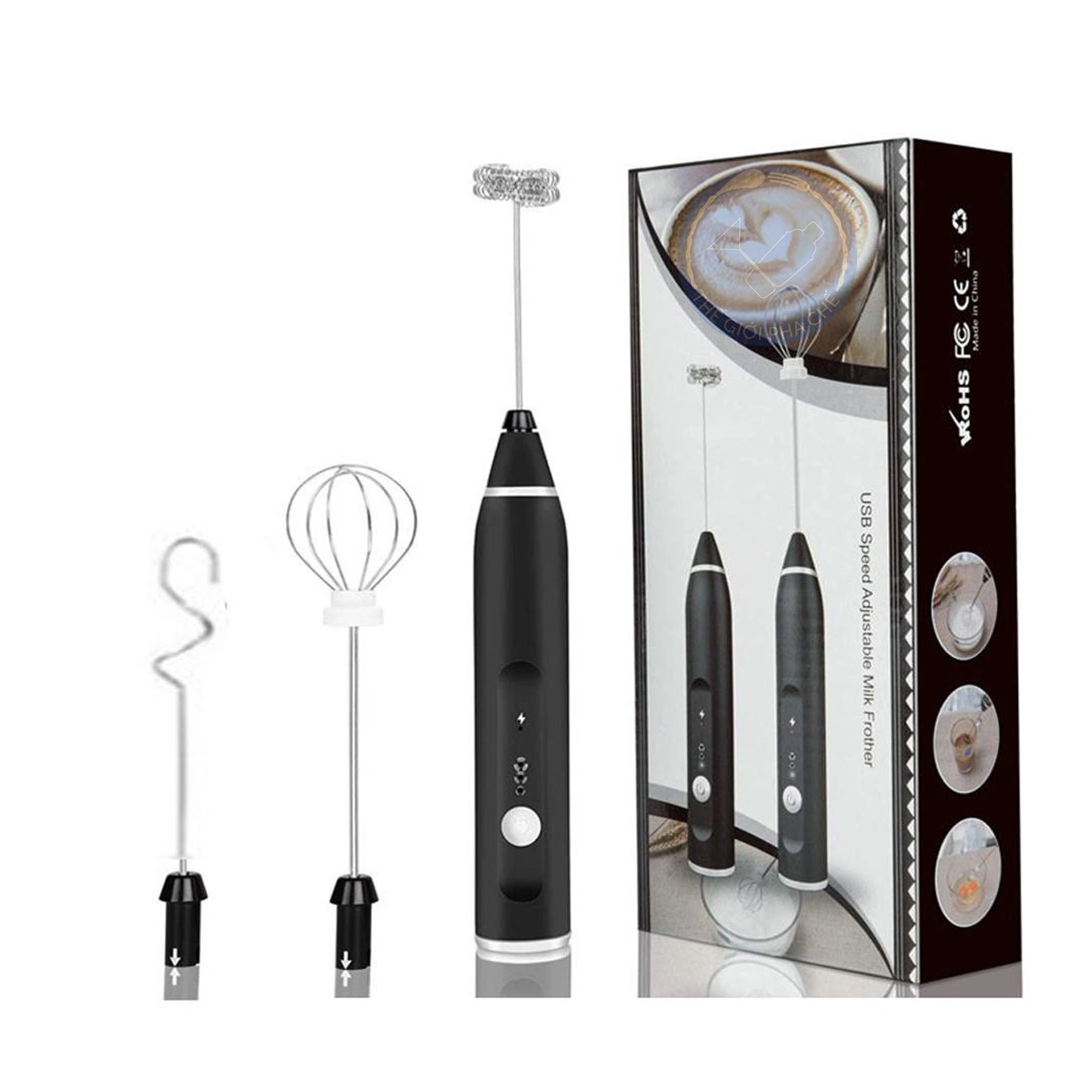 Máy đánh bọt sạc usb 2 đầu (đánh cafe/đánh trứng) - M0083