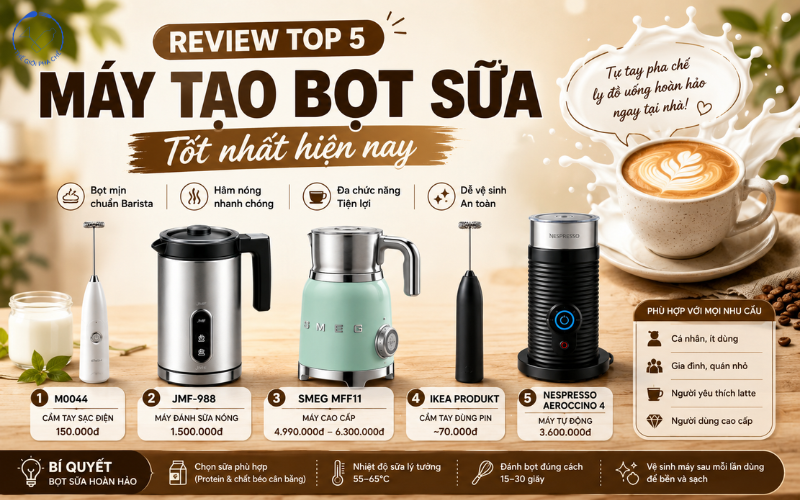 [Review] 5 Máy tạo bọt sữa tốt nhất hiện nay