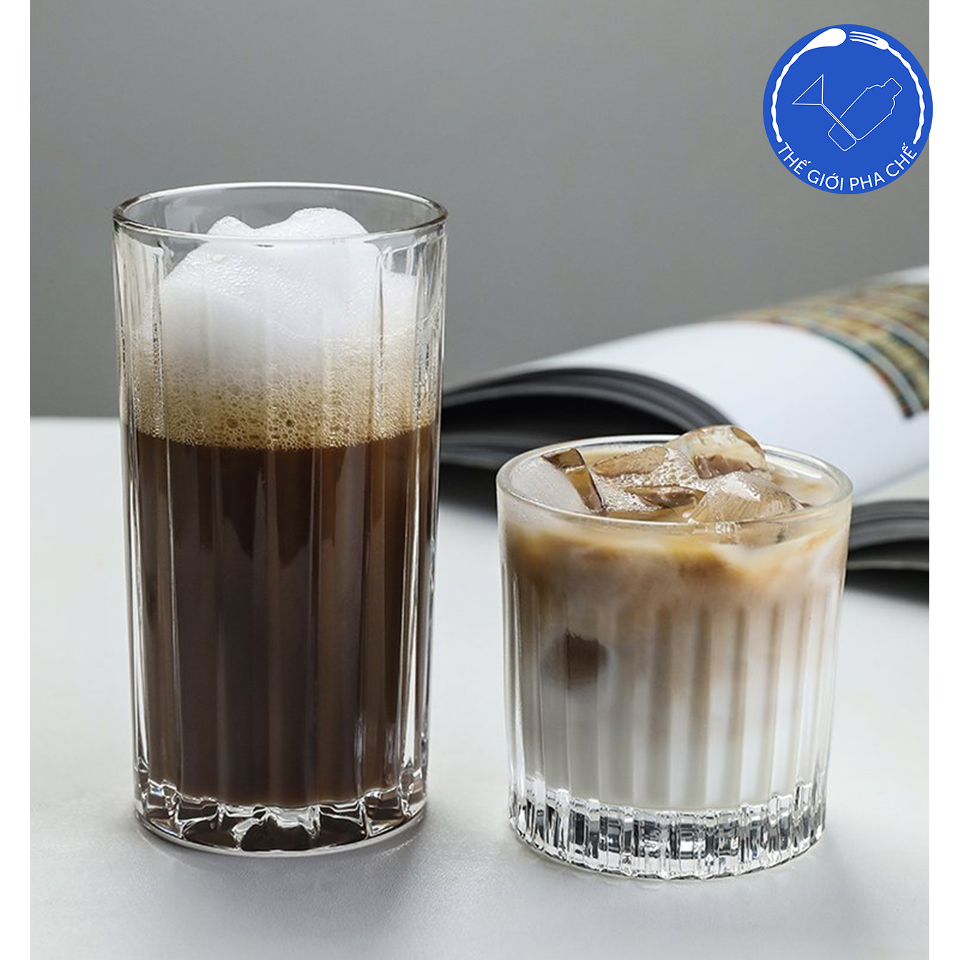 Cốc thủy tinh kẻ sọc ( bộ 6 cái) 260ml - 611A - 3