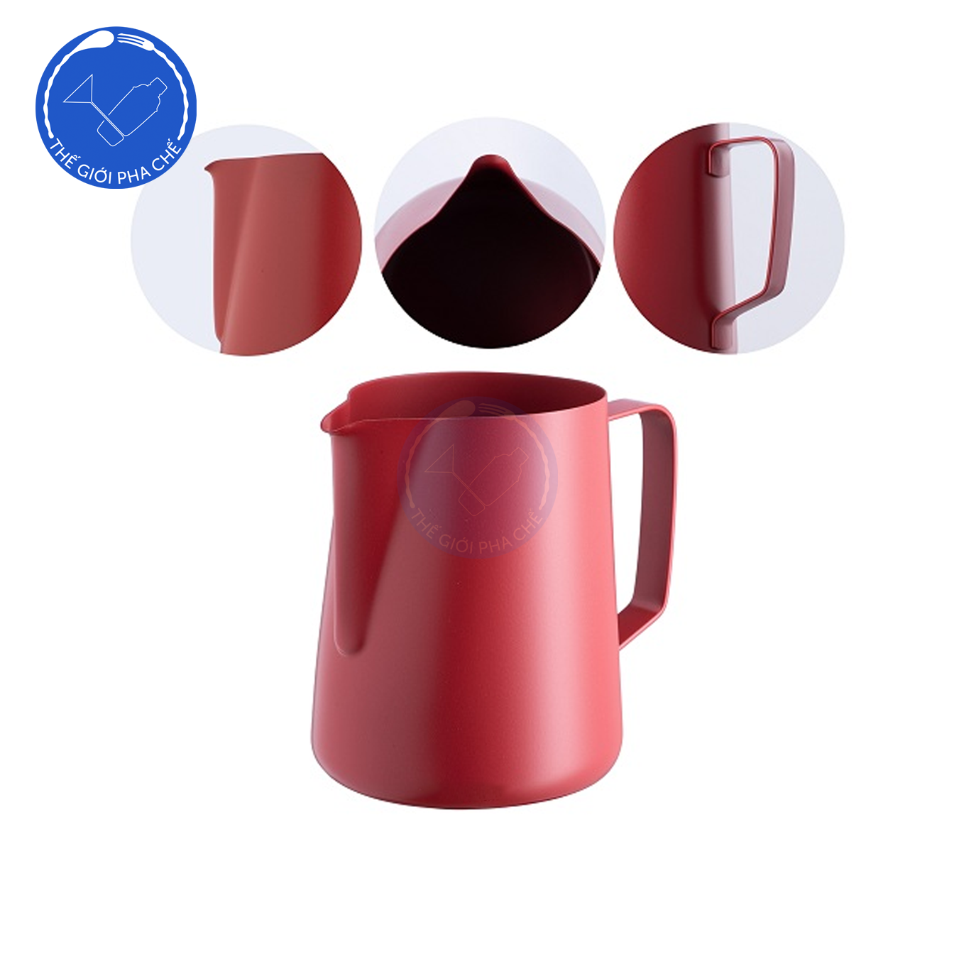 Ca đánh sữa inox màu đỏ - 3