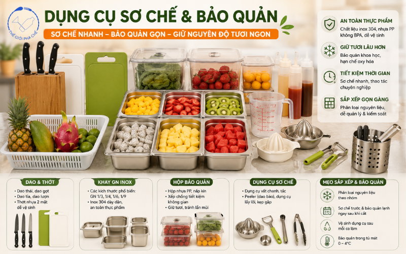 Dụng cụ sơ chế bảo quản