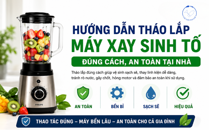 Hướng dẫn tháo lắp máy xay sinh tố đúng cách, an toàn tại nhà