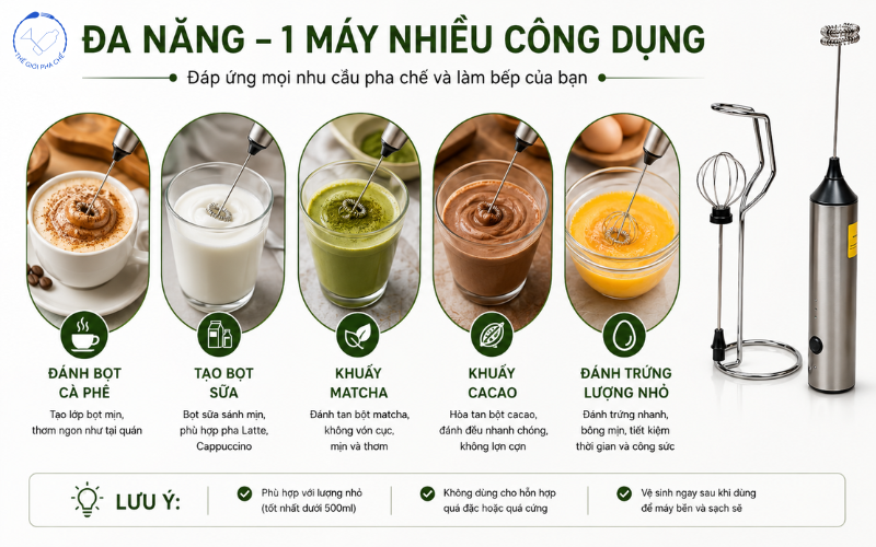 C&ocirc;ng dụng m&aacute;y đ&aacute;nh bọt cafe Mastermix 999